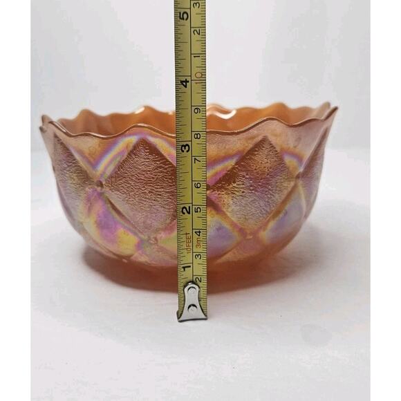 Vintage Fenton Marigold Carnival Glass 6 3/4" Bowl Diamond Quilted Pattern - Picture 5 of 5